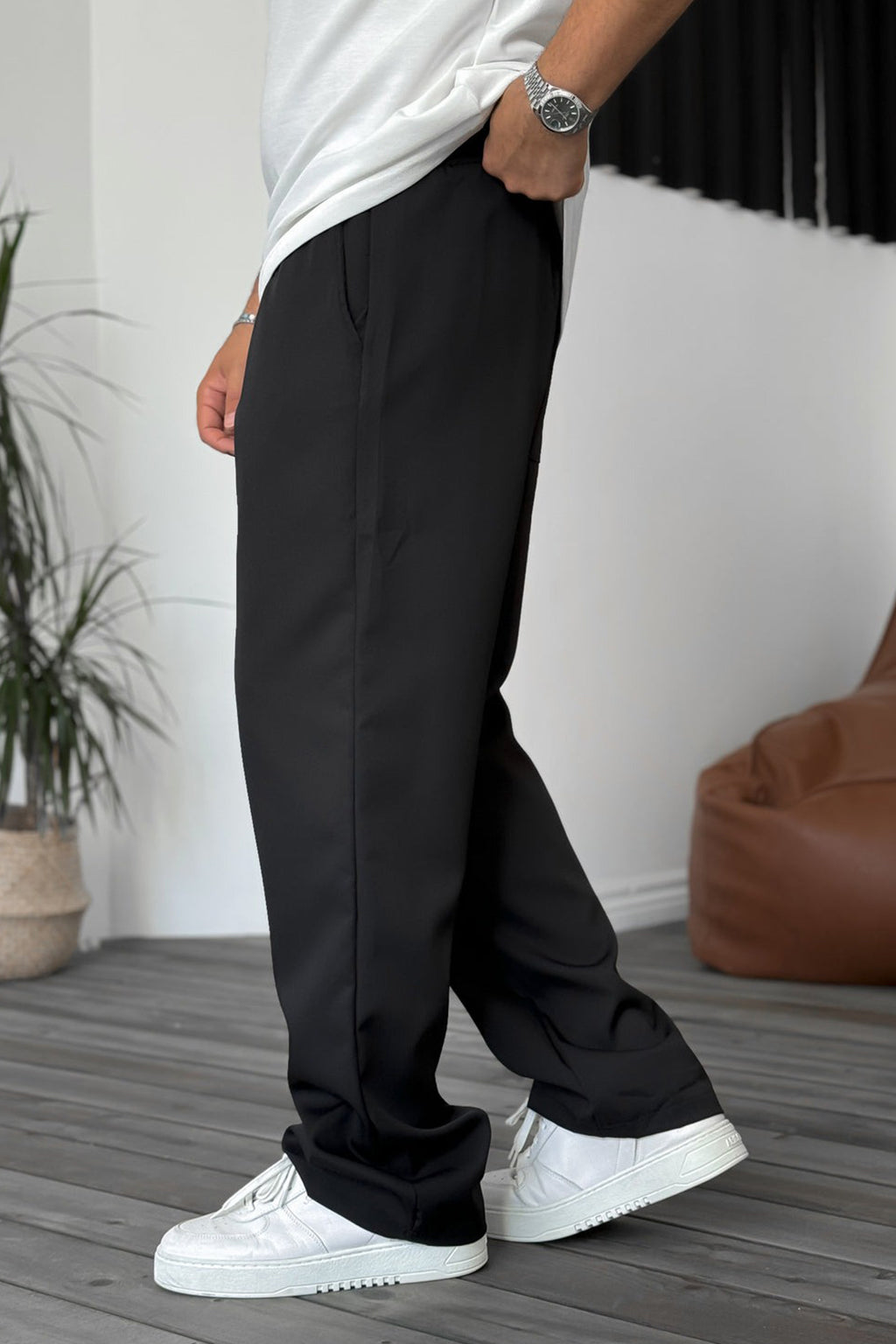 Imported Loose Bottom Trouser-Black