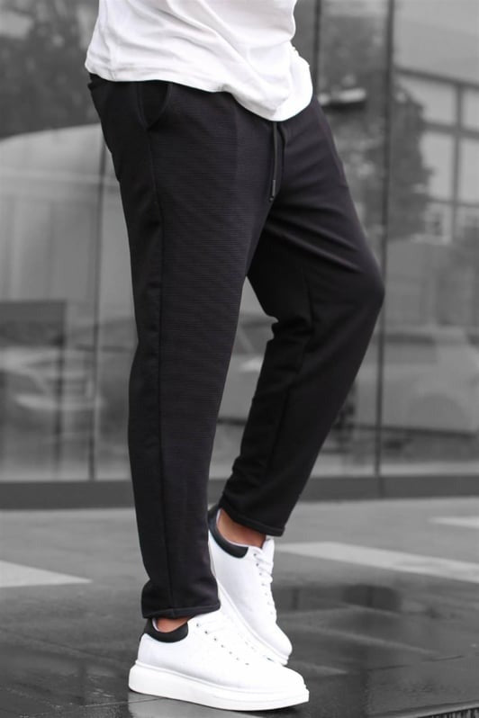 Textured Slim Fit Trouser-Black