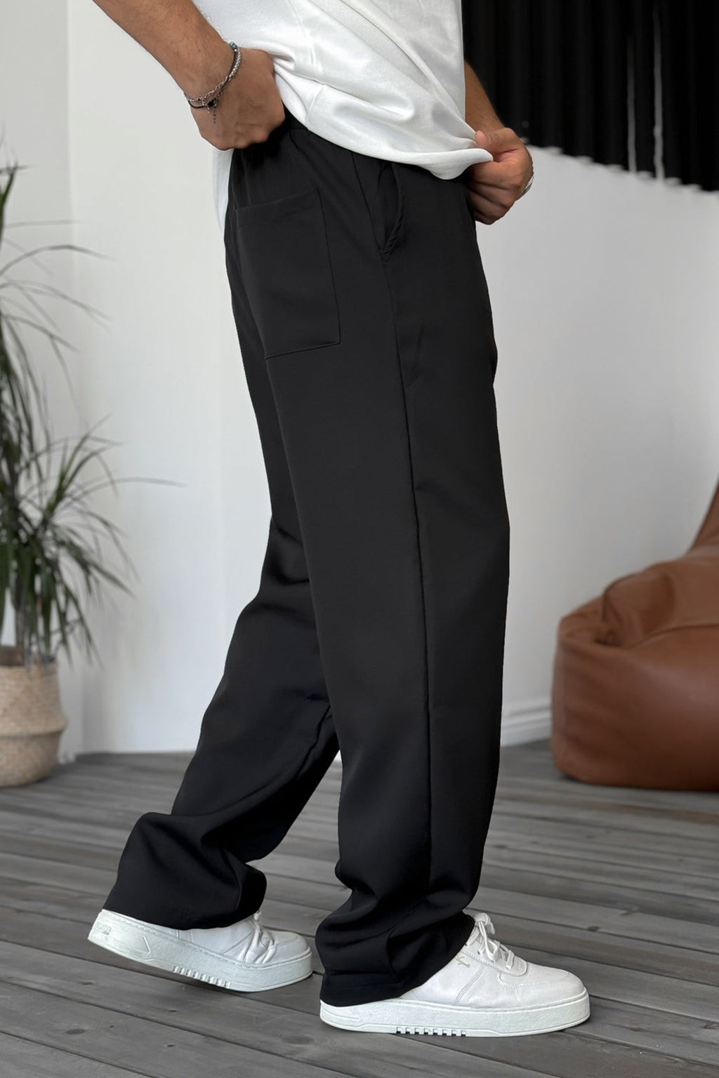 Imported Loose Bottom Trouser-Black