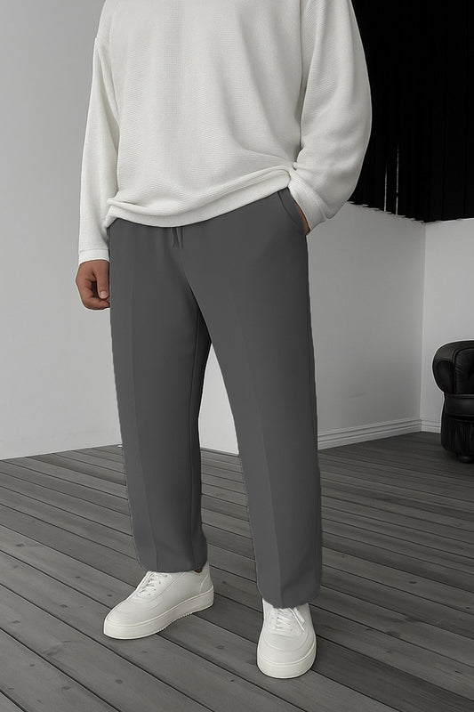 Imported Loose Bottom Trouser-Dark Grey