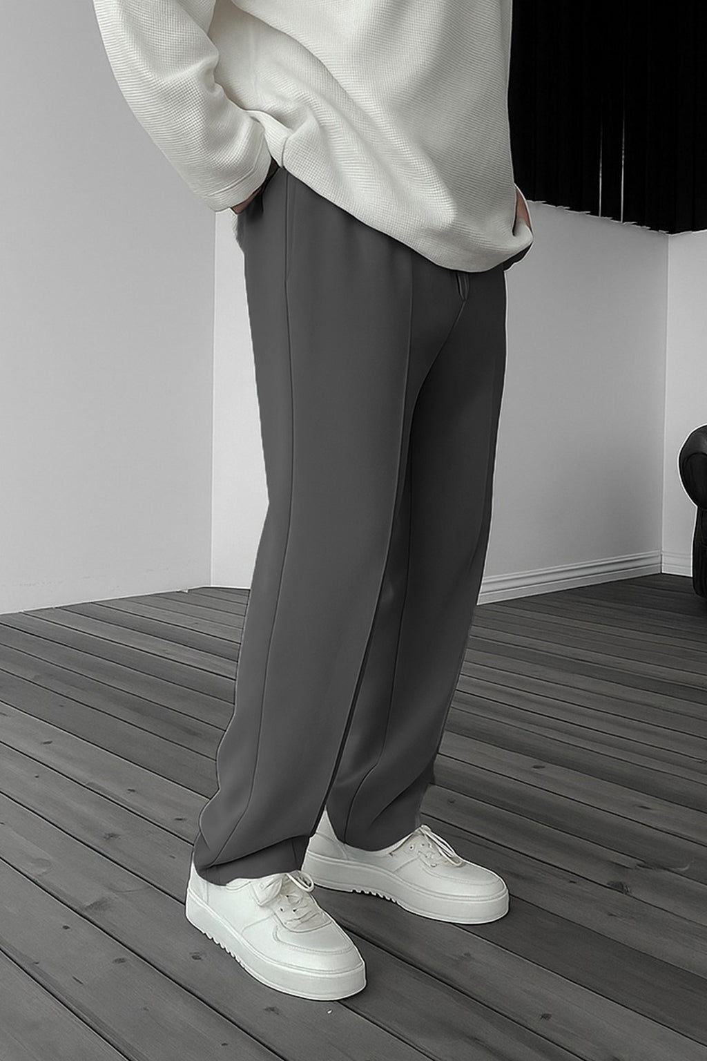Imported Loose Bottom Trouser-Dark Grey