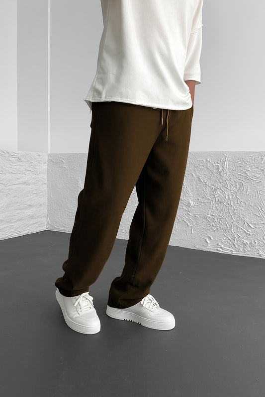 Imported Loose Bottom Trouser-Dark Brown
