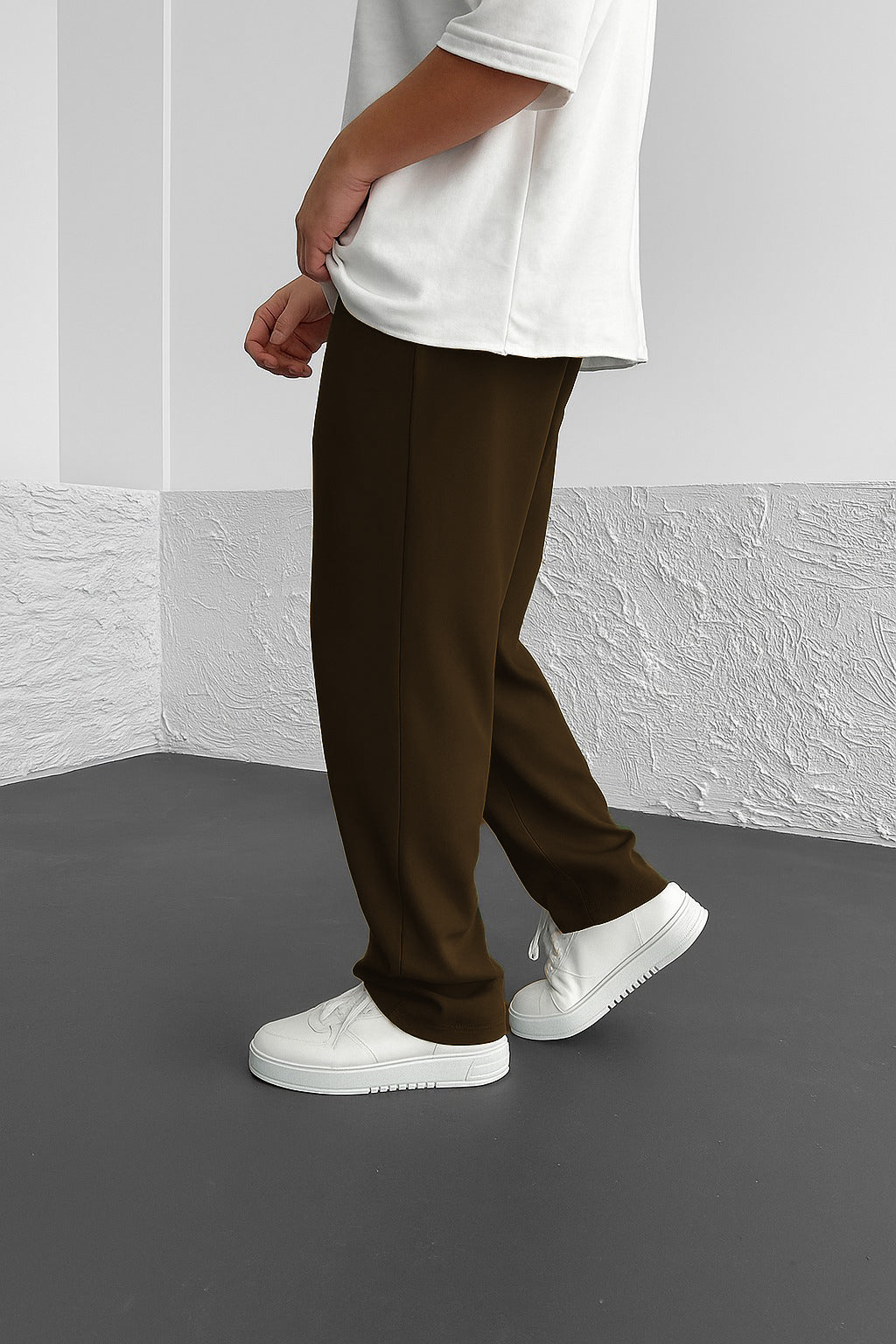 Imported Loose Bottom Trouser-Dark Brown