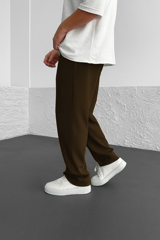 Imported Loose Bottom Trouser-Dark Brown
