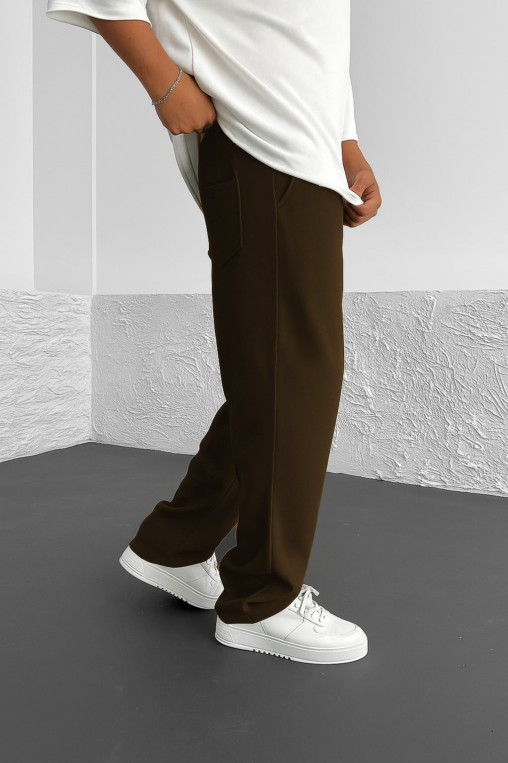 Imported Loose Bottom Trouser-Dark Brown