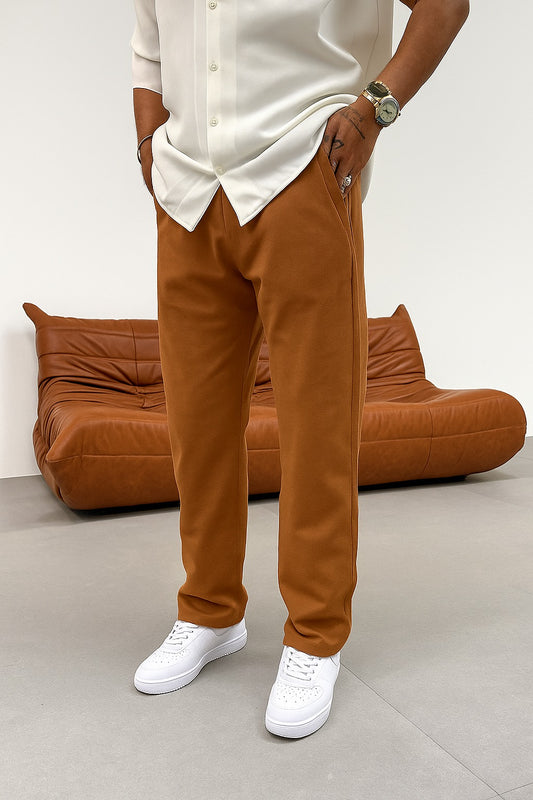 Imported Loose Bottom Trouser-Camel Brown