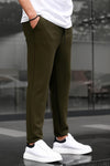 Textured Slim Fit Trouser-Olive Green
