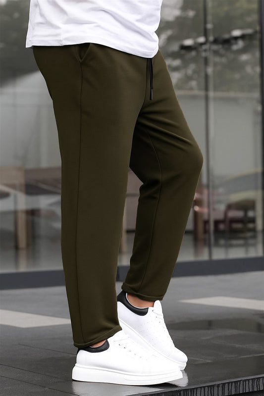 Textured Slim Fit Trouser-Olive Green