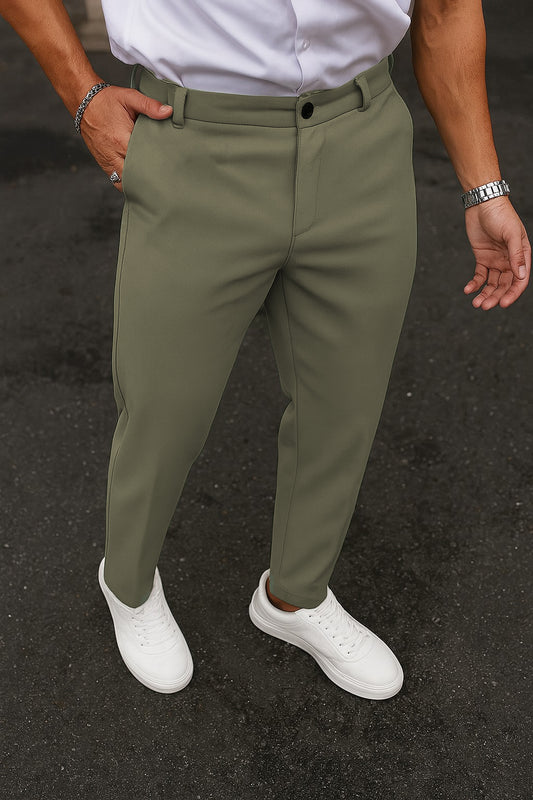 Cotton Textured Slimfit Pant-Mint
