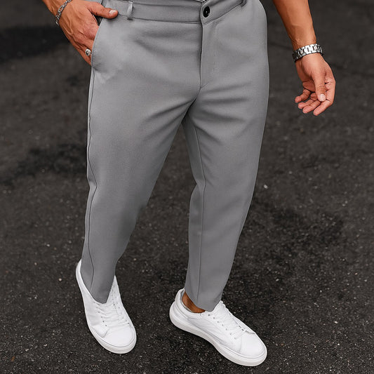 Cotton Textured Slimfit Pant-Silver Grey
