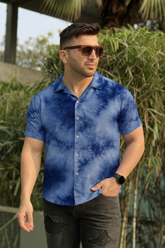 Linen Navy Tie Dye