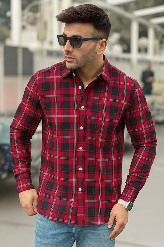 Navy Red Check