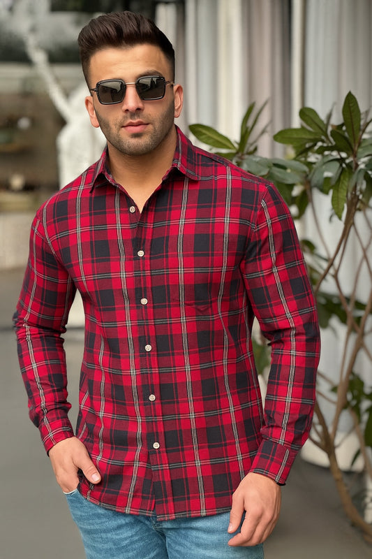 Navy Red Check