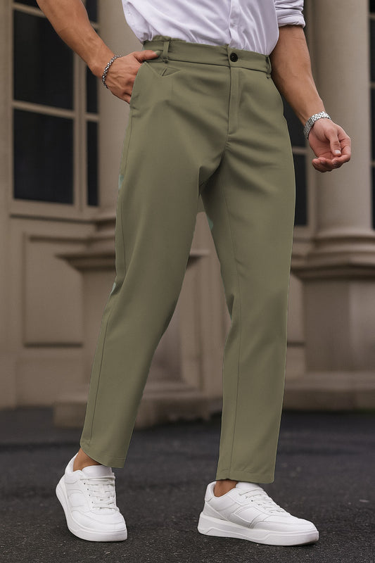 Cotton Textured Slimfit Pant-Mint