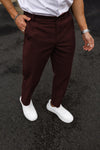 Cotton Textured Slimfit Pant-Burgundy Maroon