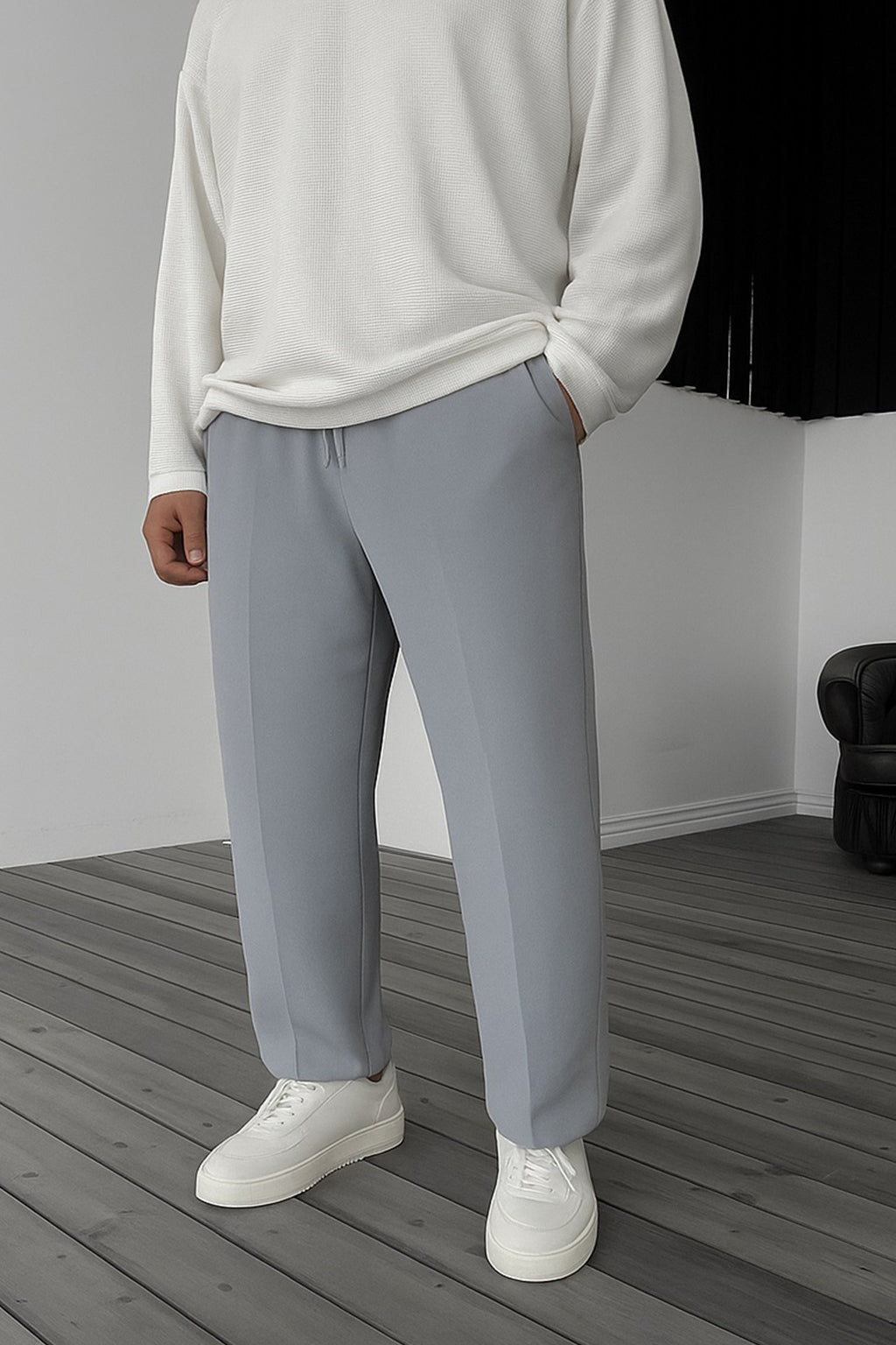 Imported Loose Bottom Trouser-Silver Grey