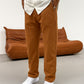 Imported Loose Bottom Trouser-Camel Brown