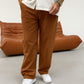 Imported Loose Bottom Trouser-Camel Brown