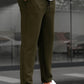 Textured Slim Fit Trouser-Olive Green