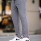 Textured Slim Fit Trouser-Silver Grey