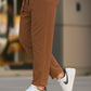 Textured Slim Fit Trouser-Camel Brown