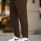 Textured Slim Fit Trouser-Dark Brown