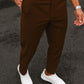 Cotton Textured Slimfit Pant-Dark Brown