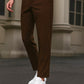 Cotton Textured Slimfit Pant-Dark Brown