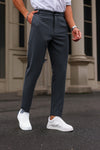 Cotton Textured Slimfit Pant-Charcoal Grey