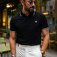 Men Polo Abrodard Shirt Export Quality- Black