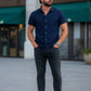 Linen Navy Wave Line