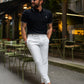 Men Polo Abrodard Shirt Export Quality- Black