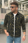 Linen Olive Scratch Print