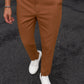 Cotton Textured Slimfit Pant-Camel Brown