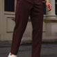 Cotton Textured Slimfit Pant-Burgundy Maroon